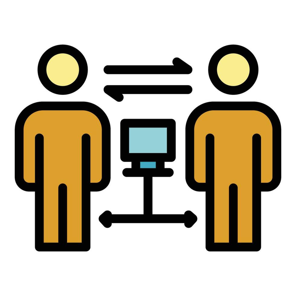 Change computer work icon vector flat