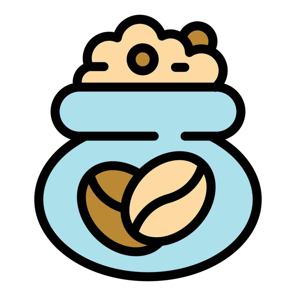 Coffee bean bag icon vector flat