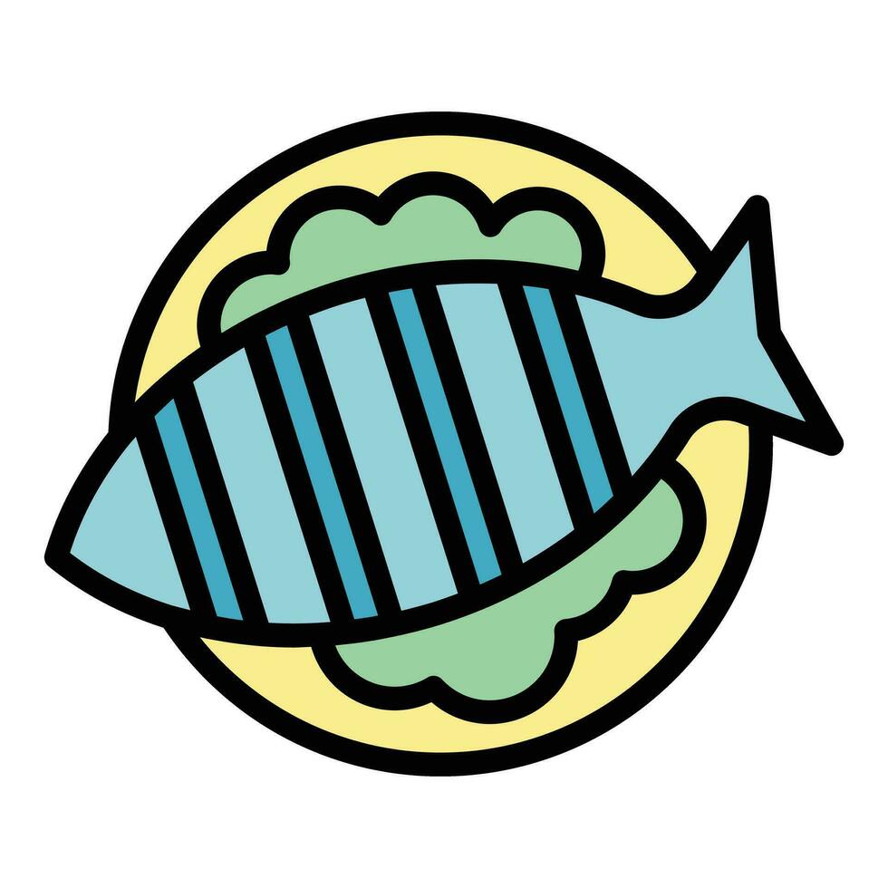 río pescado barbacoa icono vector plano