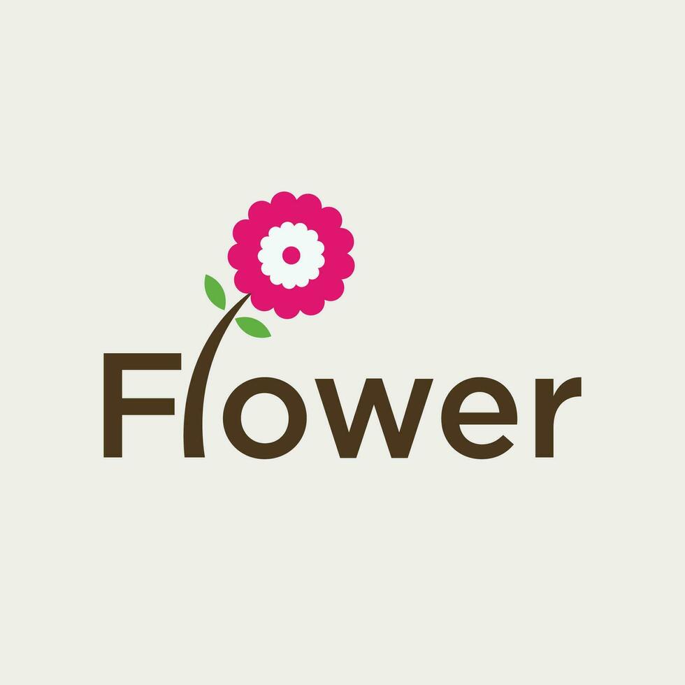Vector flower text logo design