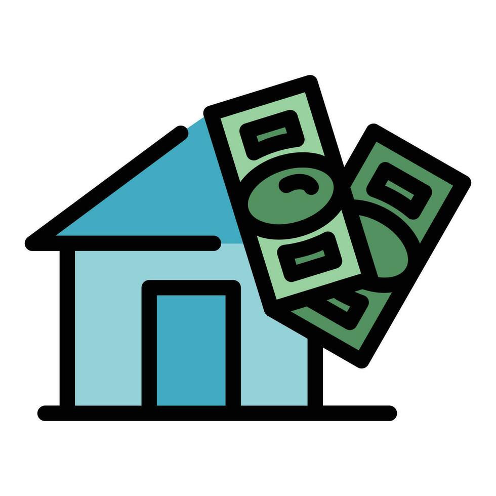 Cash buy house icon vector flat