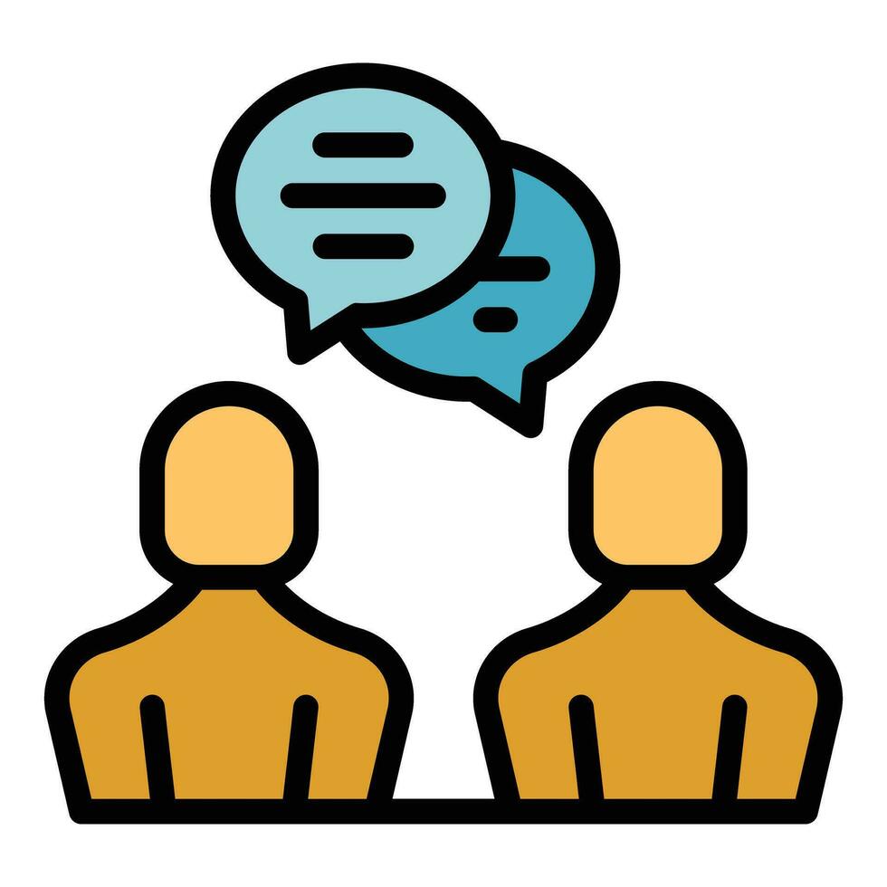 Staff training conversation icon vector flat