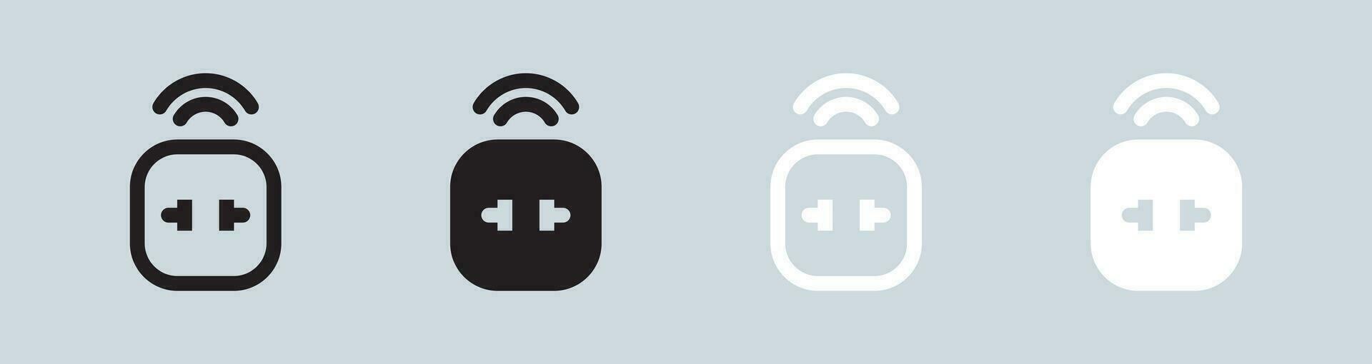 Smart plug icon set in black and white. House control signs vector illustration.