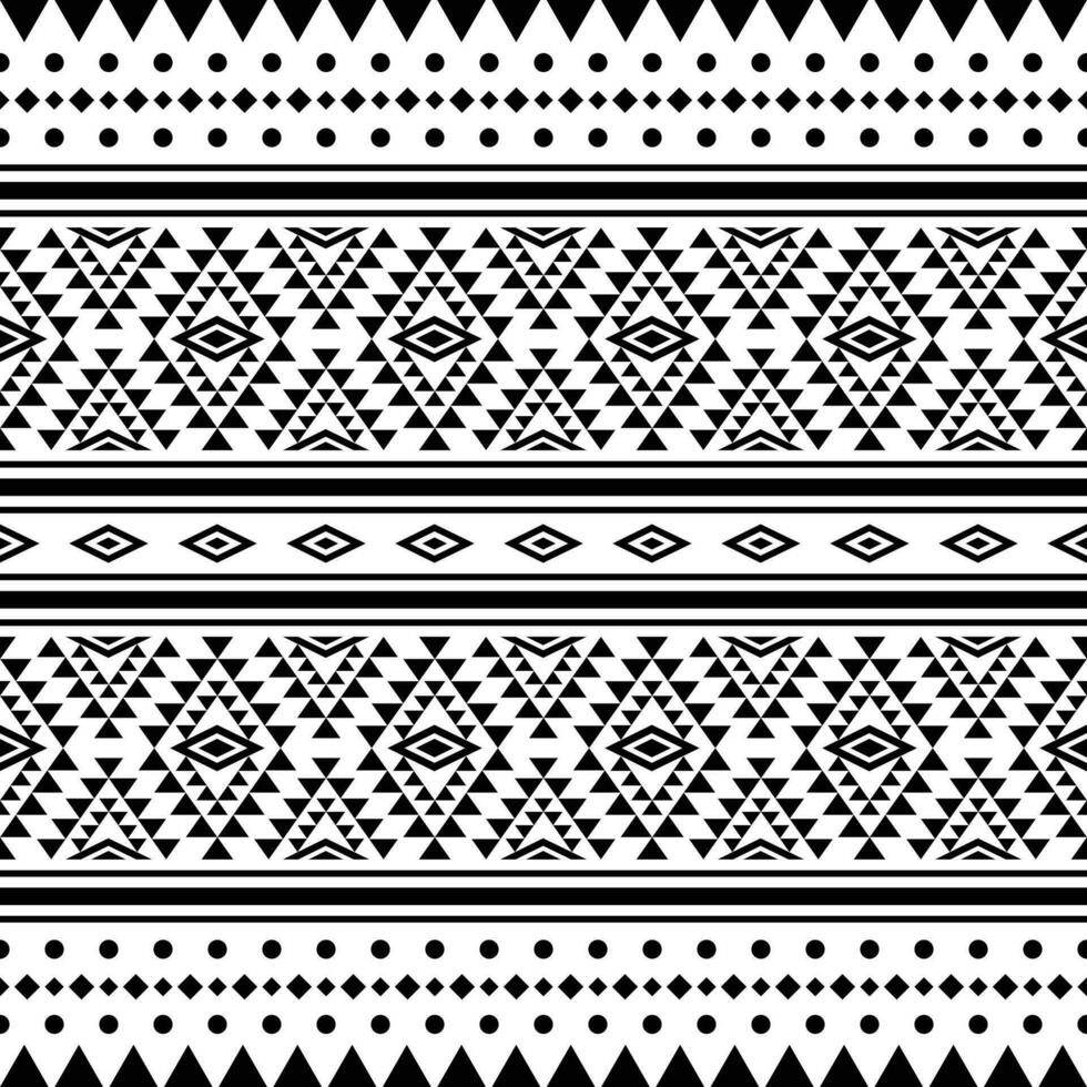 Aztec tribal geometric vector background in black and white colors. Seamless native pattern. Traditional ornament ethnic style designs for print fabric and fashion.