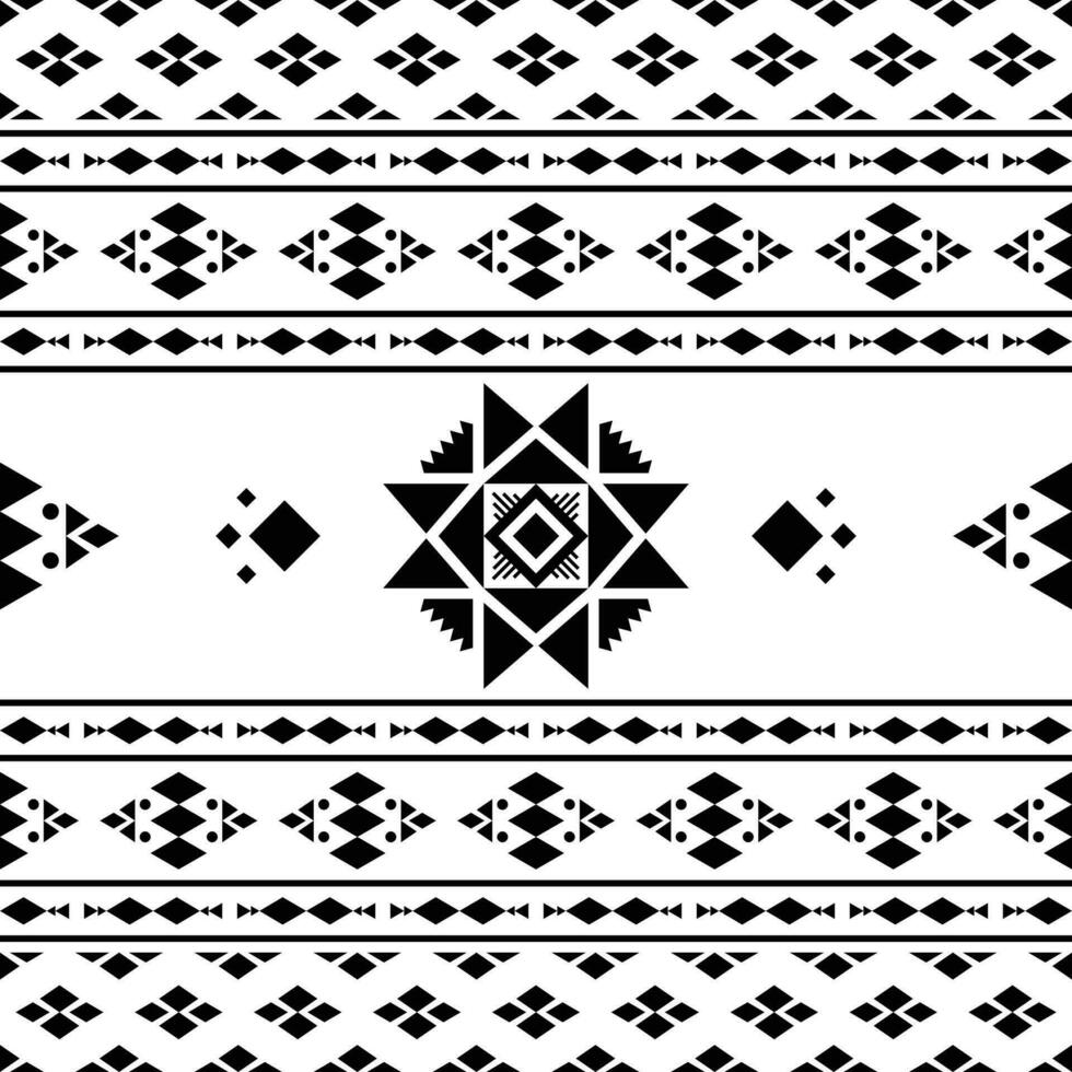 sin costura frontera modelo con único étnico fondo diseño para impresión tela y moda. azteca y navajo tribal estilo. negro y blanco colores. vector