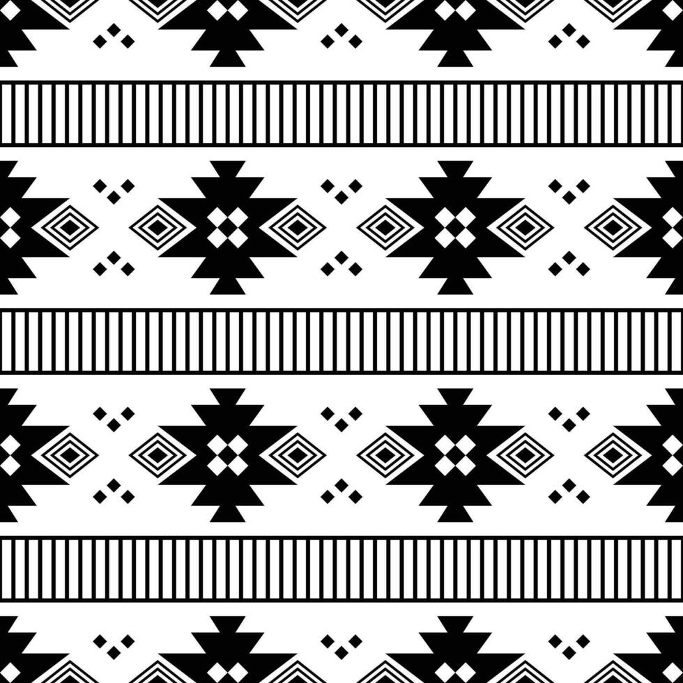 tribal sin costura raya modelo en azteca estilo. étnico geométrico nativo americano modelo diseño en negro y blanco colores. diseño para textil modelo y impresión tela. vector