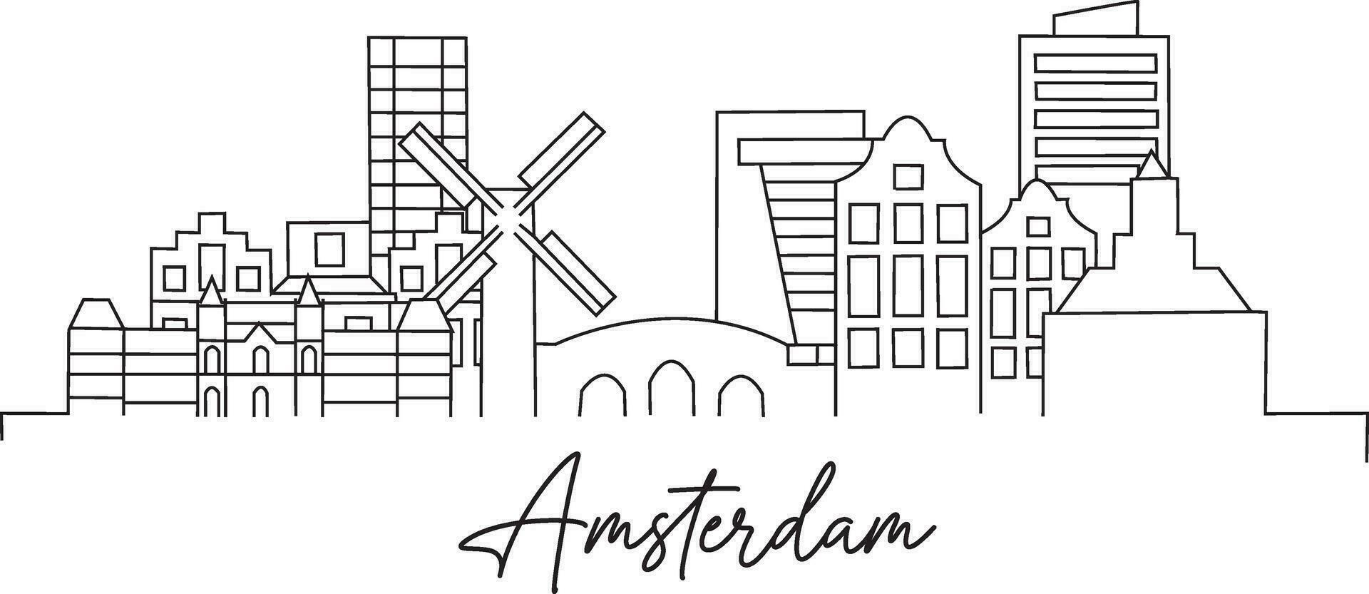 Amsterdam Line Draw Free Vector