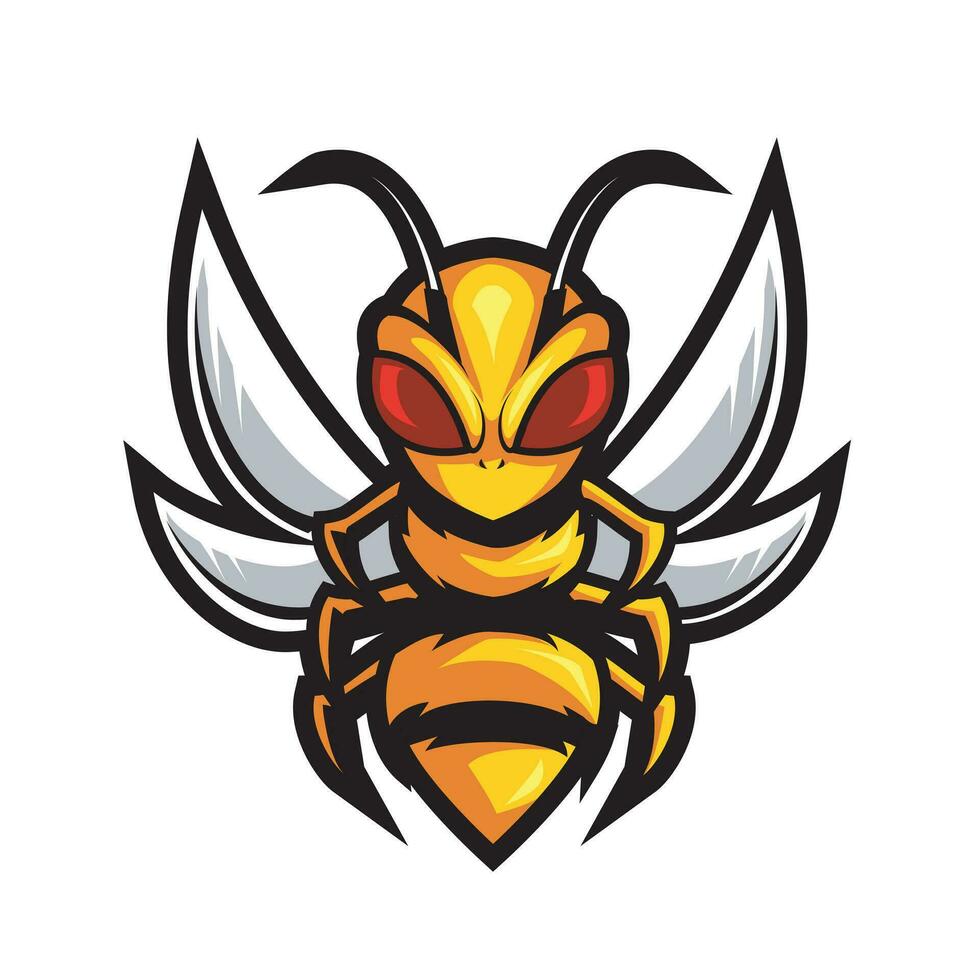 enojado abeja deporte mascota logo diseño ilustración vector