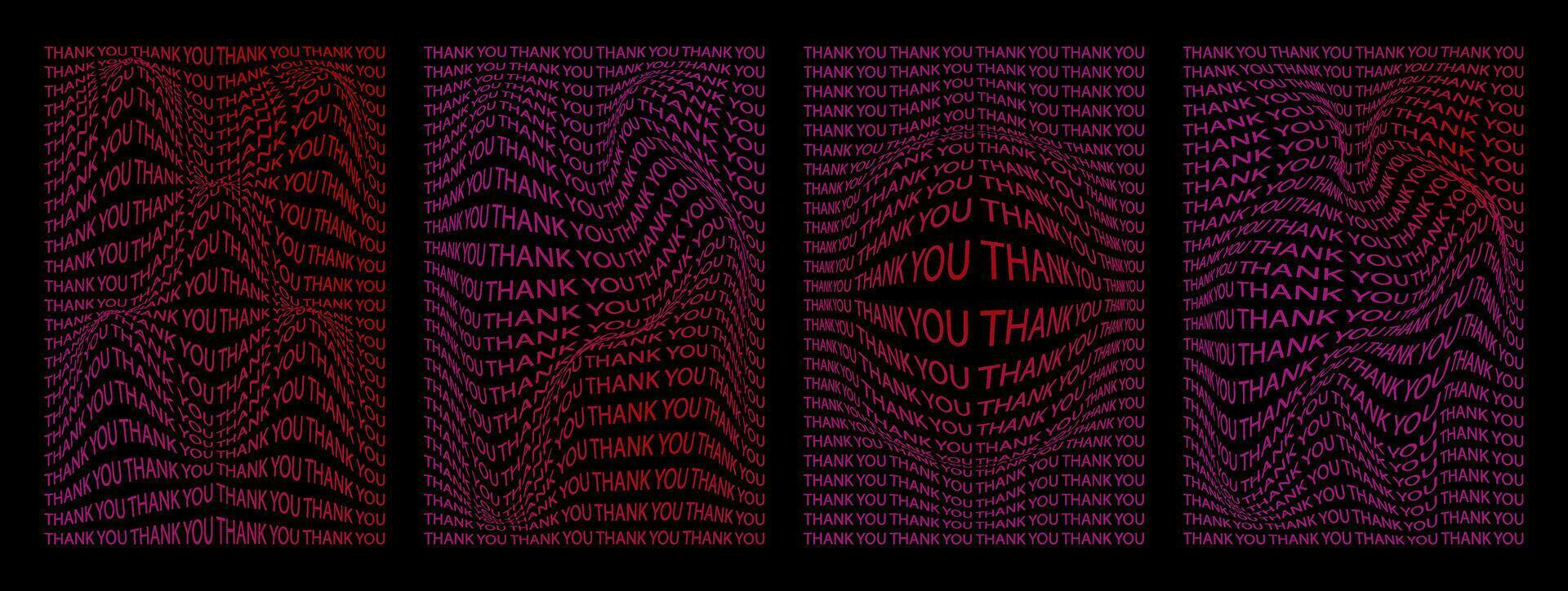 Distorted grid thank you posters set vector illustration