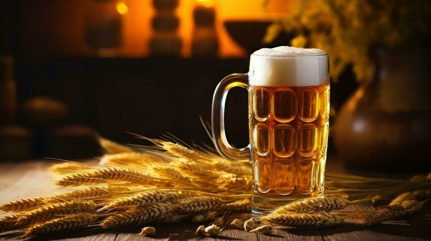 Beer and grain background photo