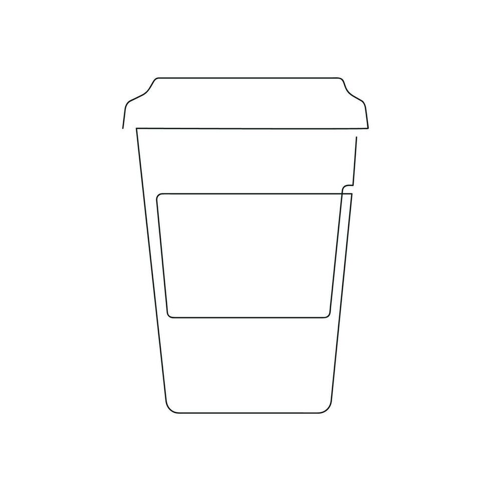 Coffee cup drawn in one continuous line. One line drawing, minimalism. Vector illustration.