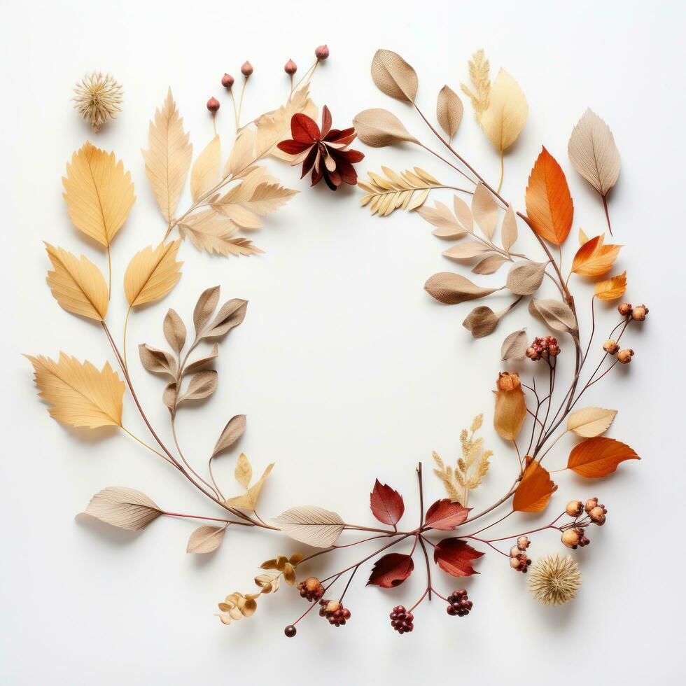 Circle frame from autumn leaves photo