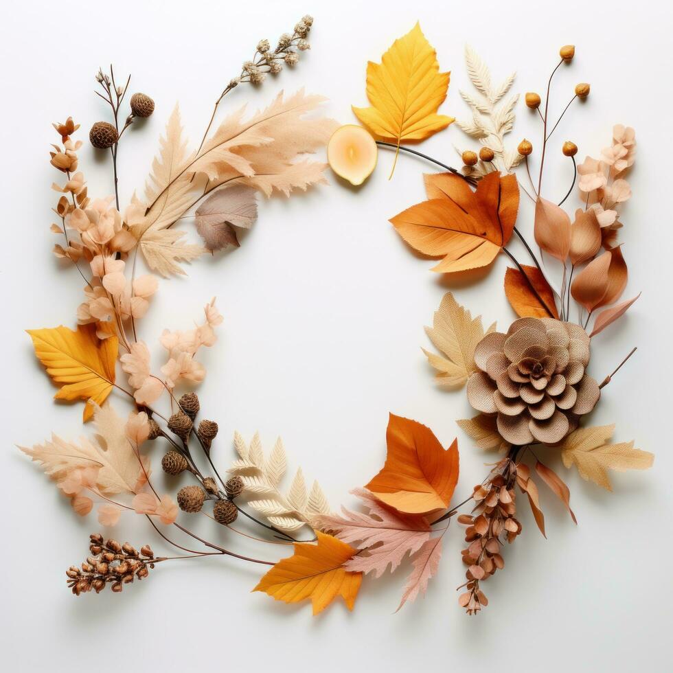 Circle frame from autumn leaves photo