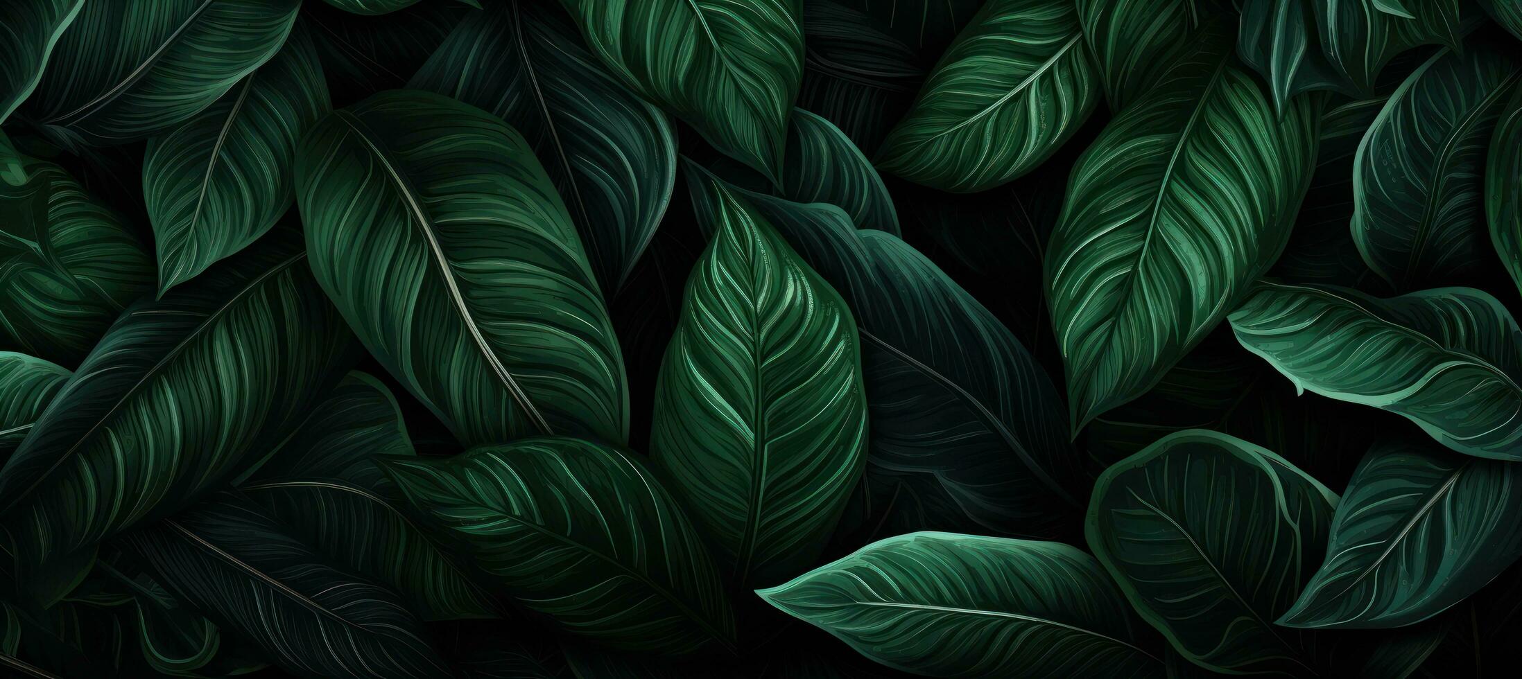 Green natural illustrated background with leaves photo