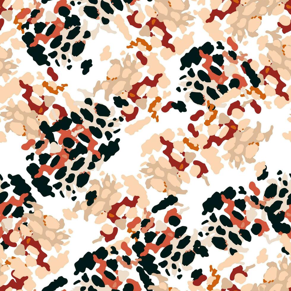 Creative abstract leopard skin seamless pattern. Textured camouflage background. Trendy animal fur wallpaper. vector