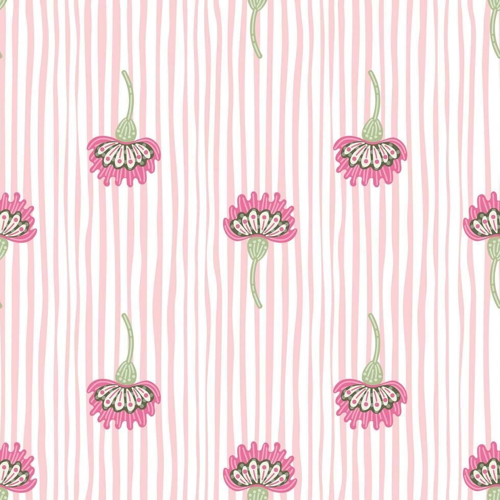 Cute stylized flower seamless pattern. Decorative naive botanical background. vector