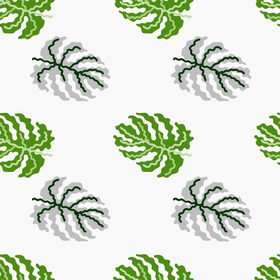 Abstract tropical monstera leaves seamless pattern. Jungle palm leaf decorative backdrop. vector