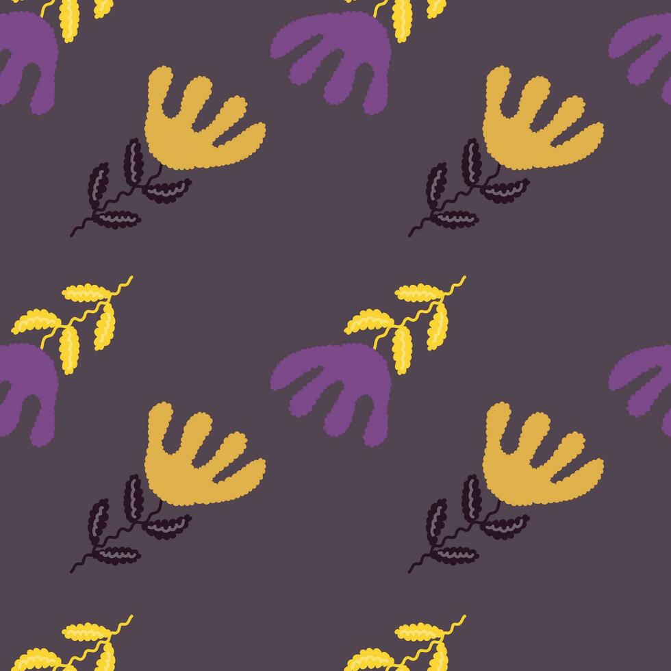 Unusual flower seamless pattern in simple style. Cute stylized flowers background. vector