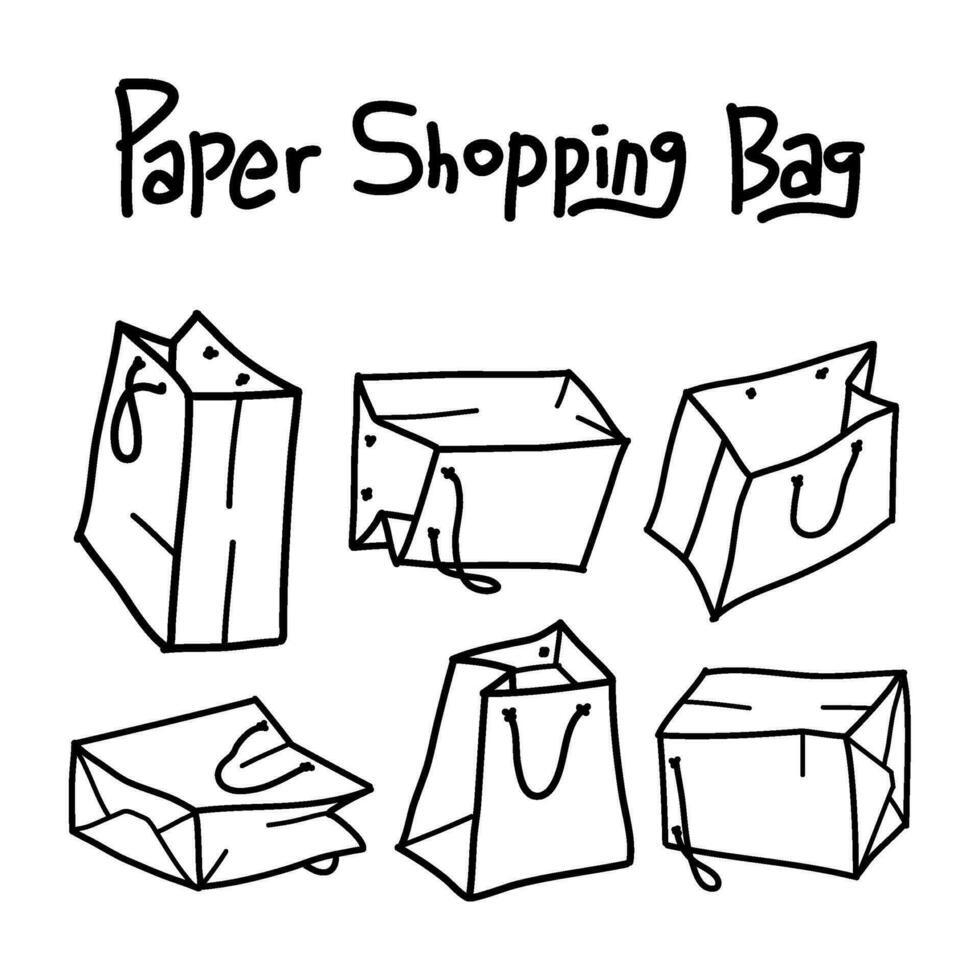 papel bolso línea Arte. compras bolso vector. compras bolso línea Arte vector ilustración.