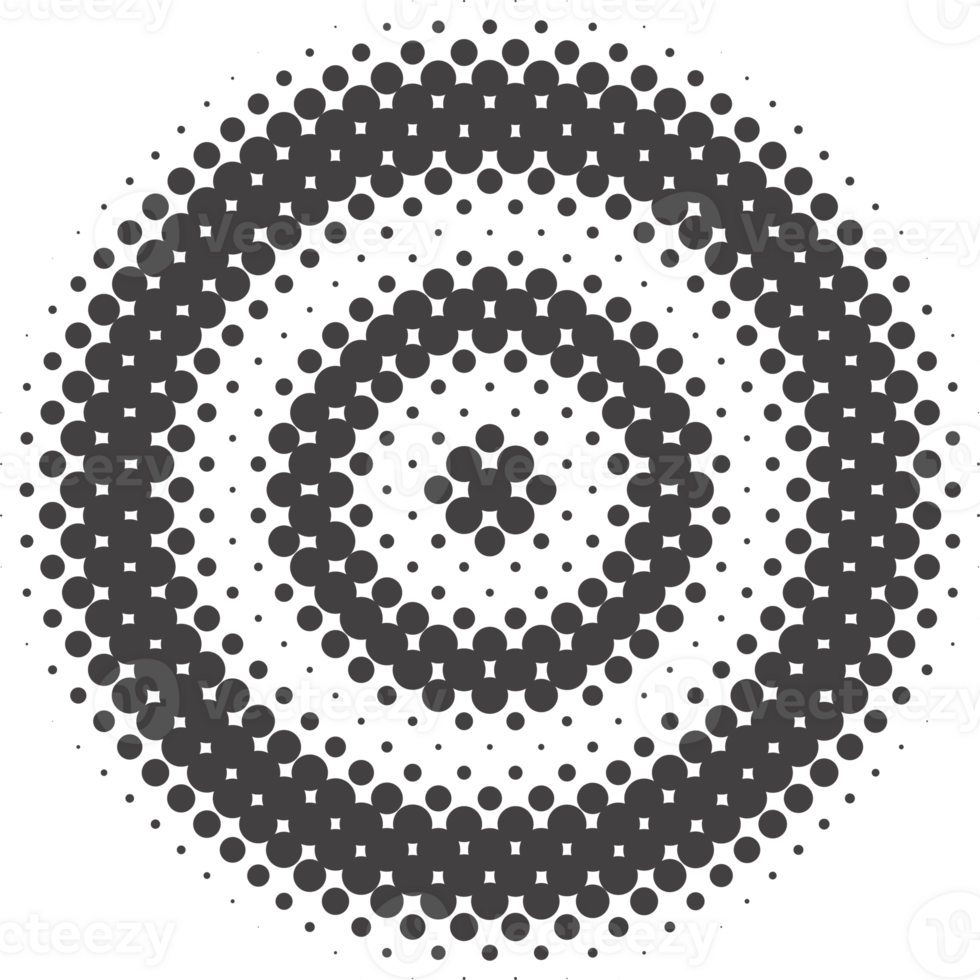 Circle dots with halftone pattern. Round gradient background. Element with gradation points texture. Abstract geometric shape. png