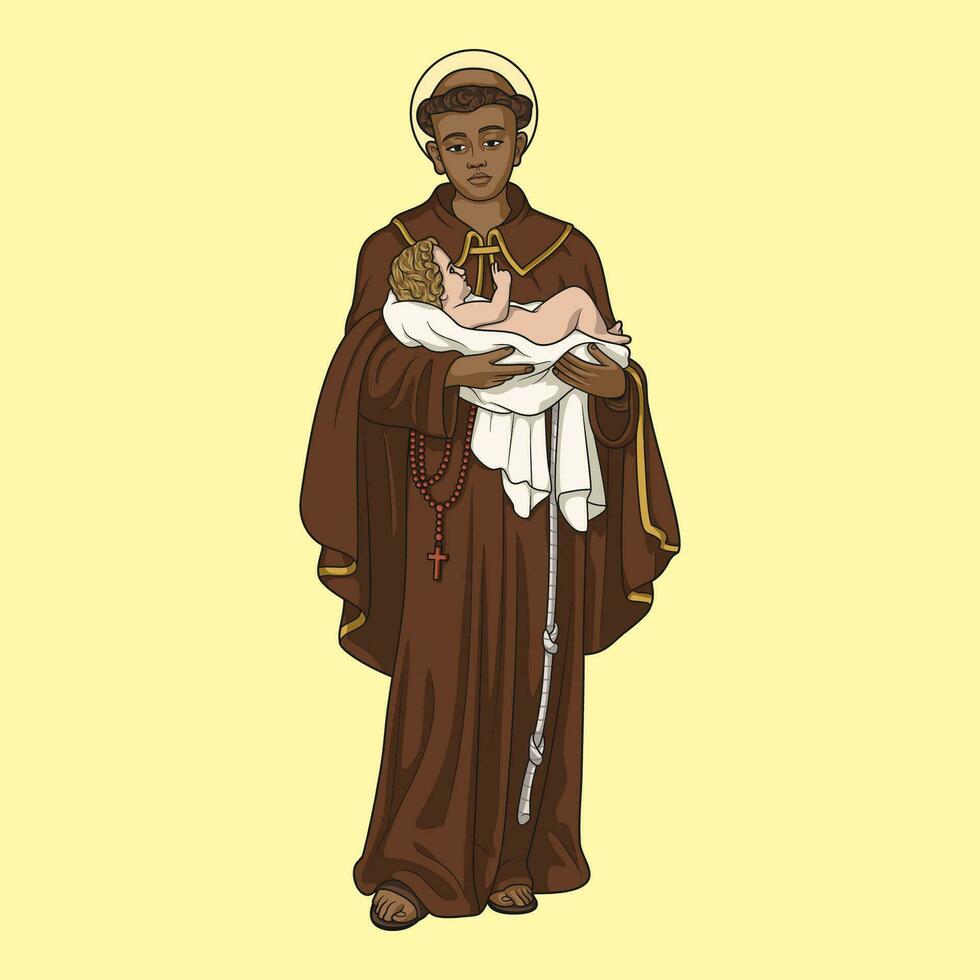 Saint Benedict the Moor Colored Vector Illustration