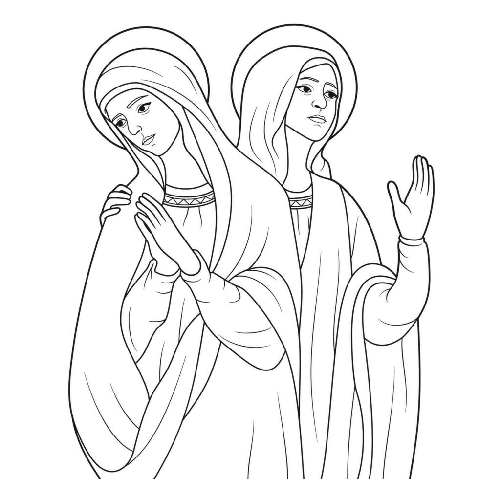 Saints Perpetua and Felicity Vector Illustration Outline Monochrome