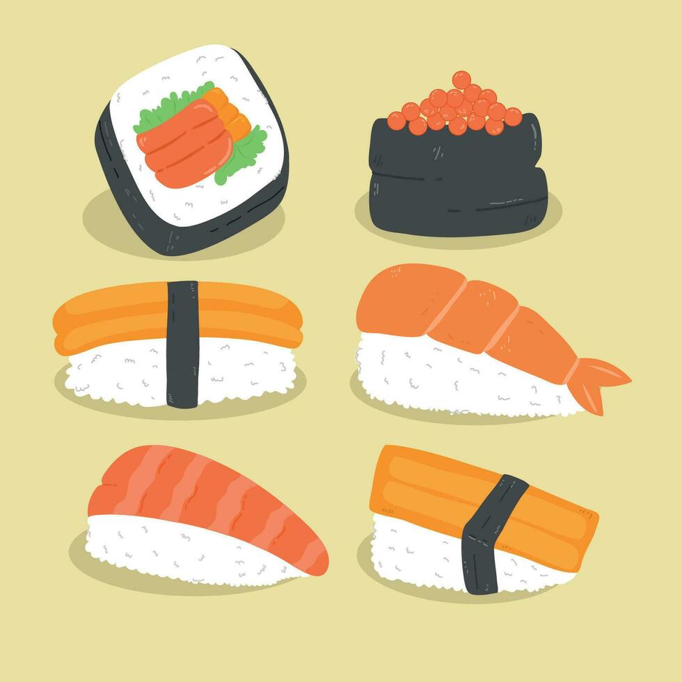 cute sushi illustration vector