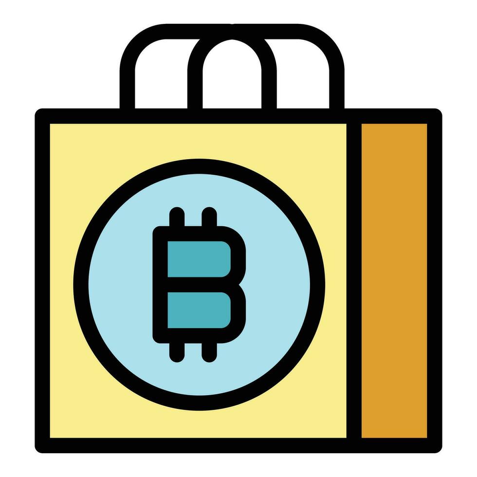 bitcoin tienda bolso icono vector plano