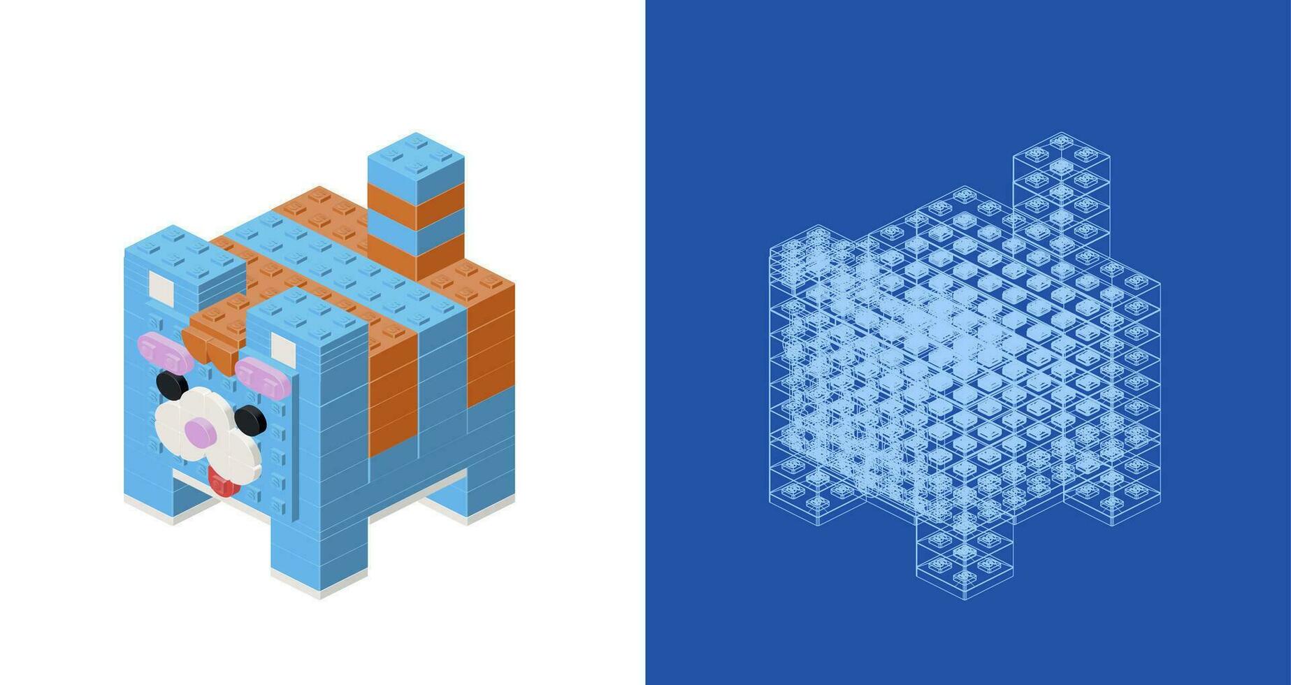 Concept with a cat in isometric style for print and decoration. Vector illustration.