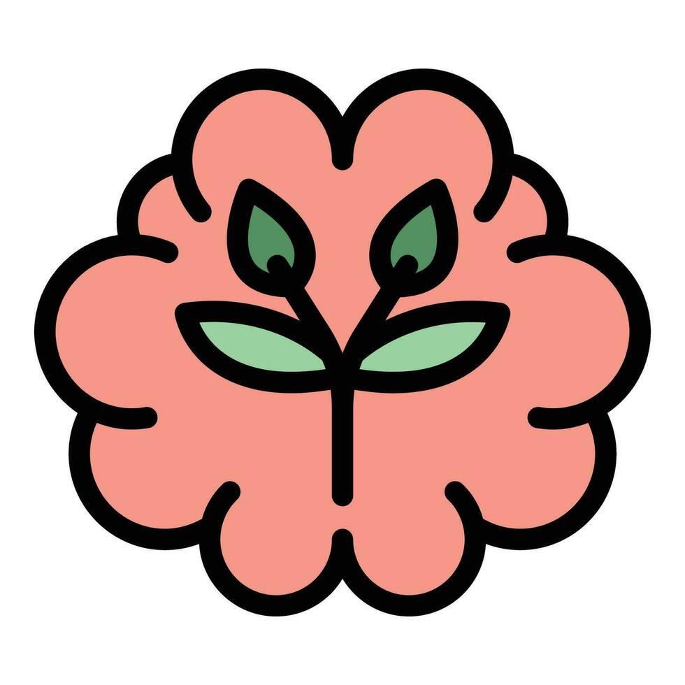 Flower in mind icon vector flat