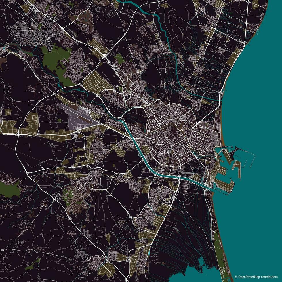 Vector city map of Valencia, Spain