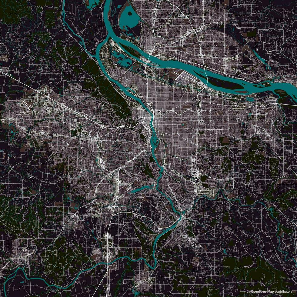 Vector city map of Portland Oregon USA