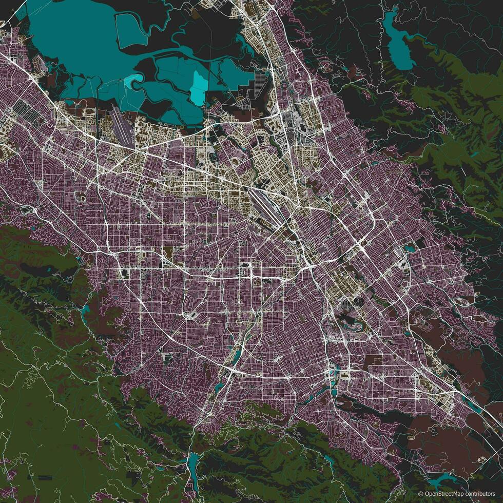 vector ciudad mapa de san José, California, Estados Unidos