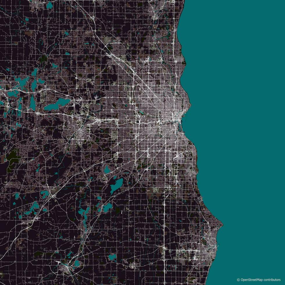 Vector city map of Milwaukee Wisconsin USA