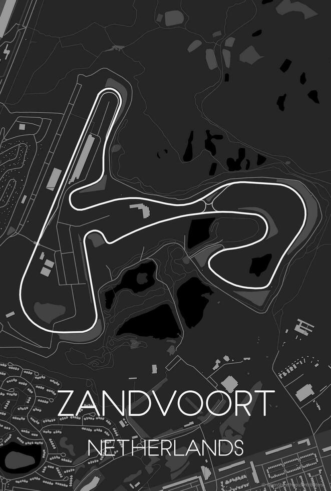 Poster map of Circuit Zandvoort Netherlands vector