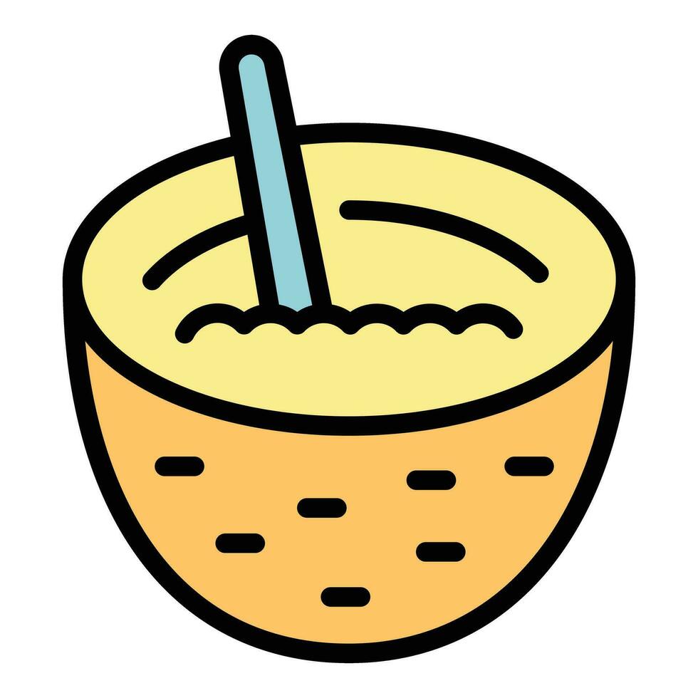 Coconut cocktail icon vector flat