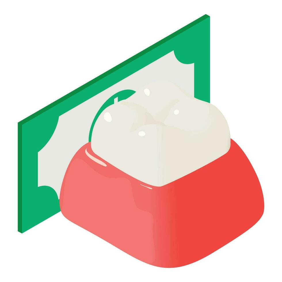 Stomatology concept icon isometric vector. Human tooth model and dollar bill vector