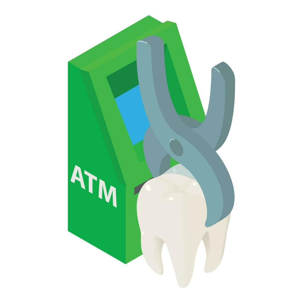 Tooth extraction icon isometric vector. Human tooth clamped in medical forcep vector