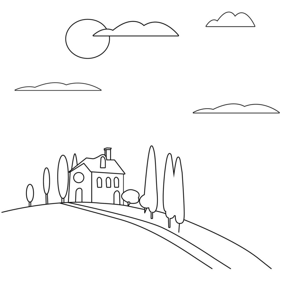 A Line Drawing Of A House On A Hill 27686454 Vector Art At Vecteezy a-line-drawing-of-a-house-on-a-hill-27686454-vector-art-at-vecteezy