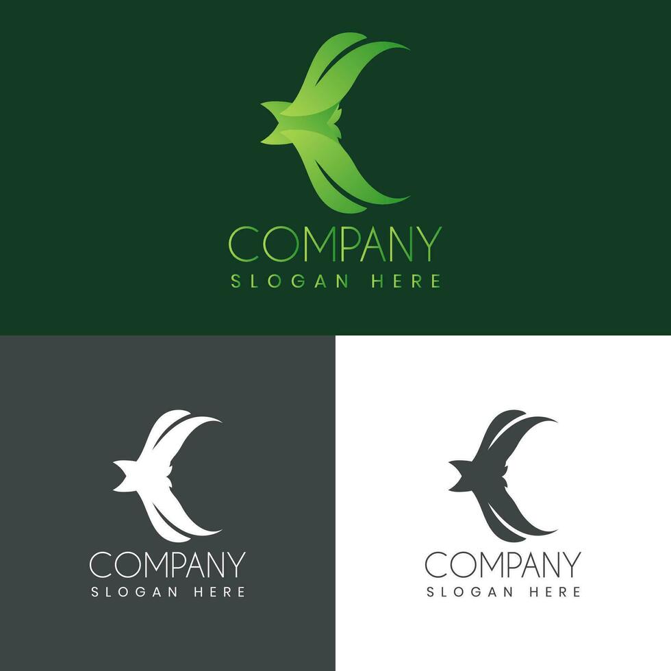 C letter with leaf logo design, Creative Modern Letters Vector Icon Logo Illustration Stock Vector