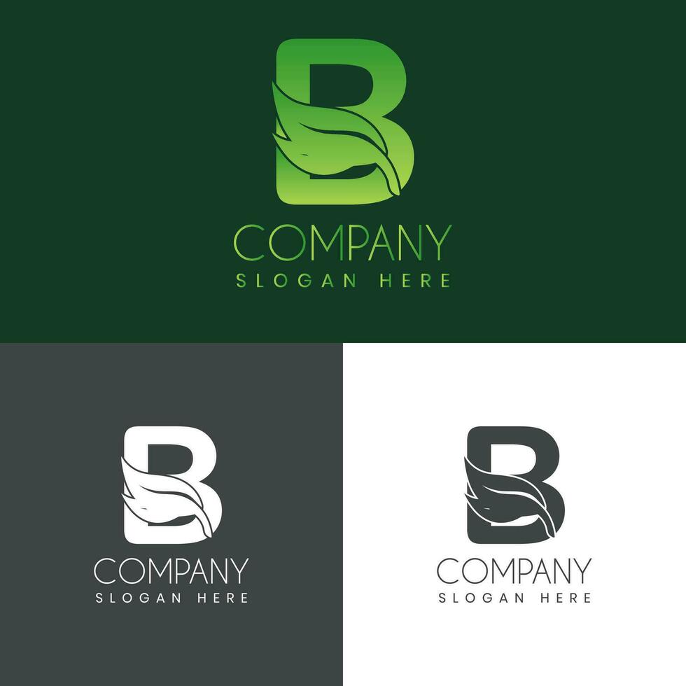 B letter with leaf logo design, Creative Modern Letters Vector Icon Logo Illustration Stock Vector