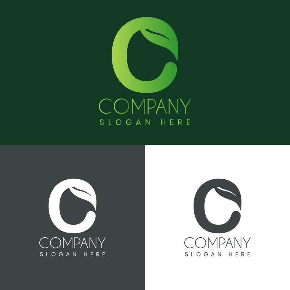 C letter with leaf logo design, Creative Modern Letters Vector Icon Logo Illustration Stock Vector