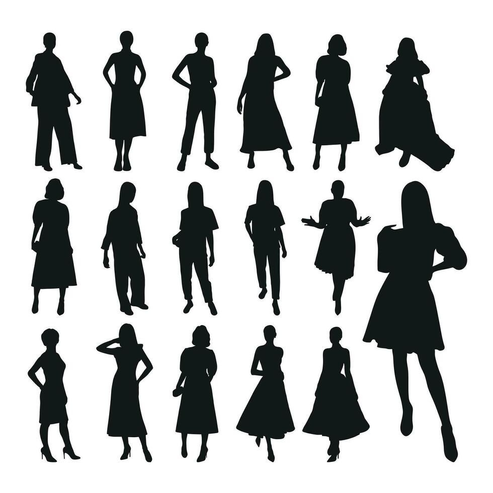 imagen de hembra siluetas mujer, femenino, doncella, muchacha, dama, niña vector