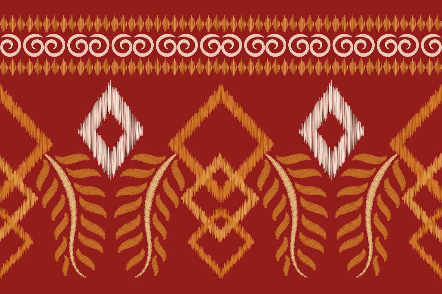 Ethnic Ikat fabric pattern geometric style.African Ikat embroidery Ethnic oriental pattern red background. Abstract,vector,illustration.Texture,clothing,frame,decoration,carpet,motif. vector