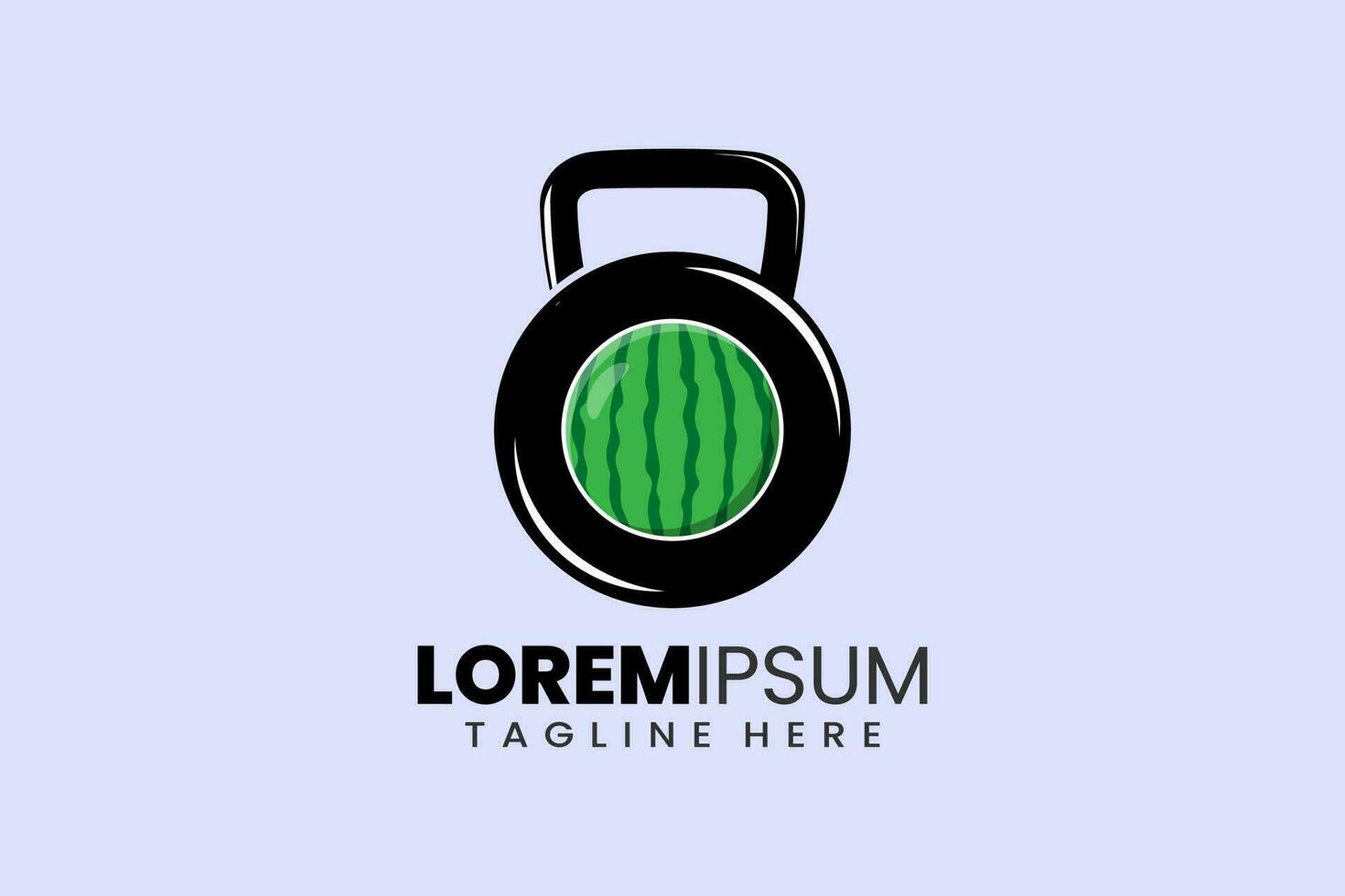 Fitness gym vector logo with watermelon kettlebell