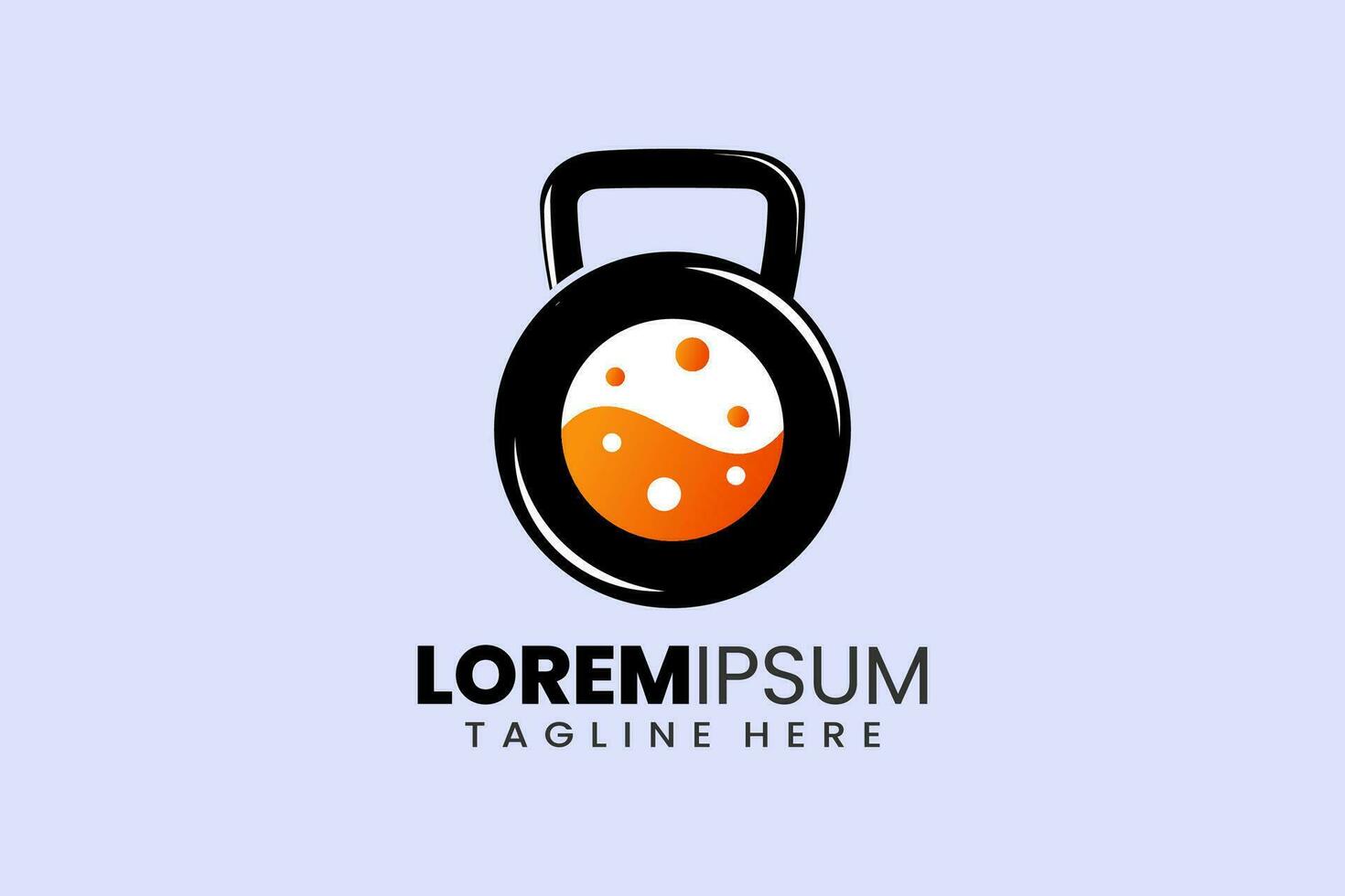 Fitness gym vector logo with orange kettlebell