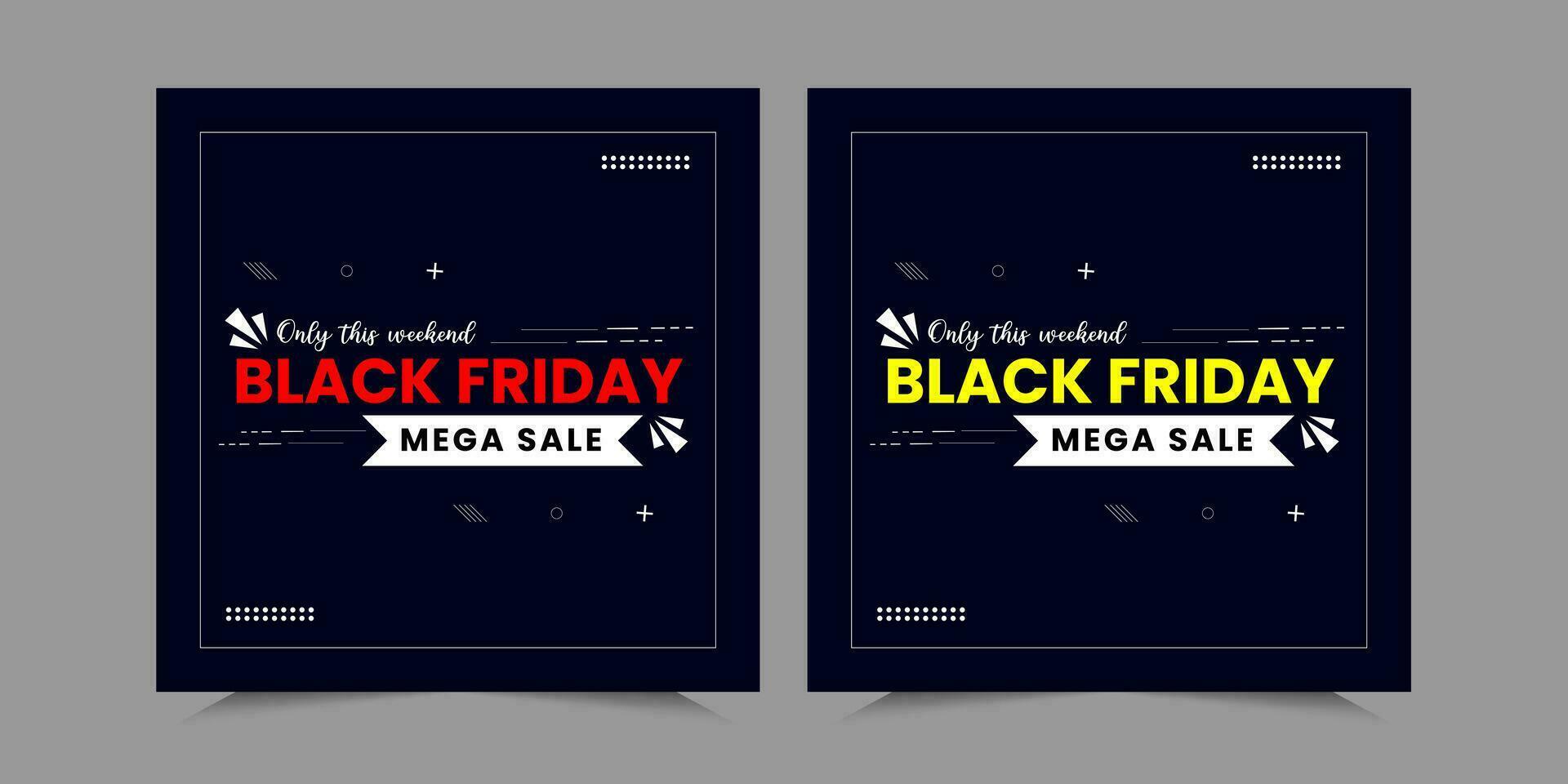 Black Friday Sale Social Media Post template banner for social media posts, mobile apps, banners design, web or internet ads. Black Friday theme. vector