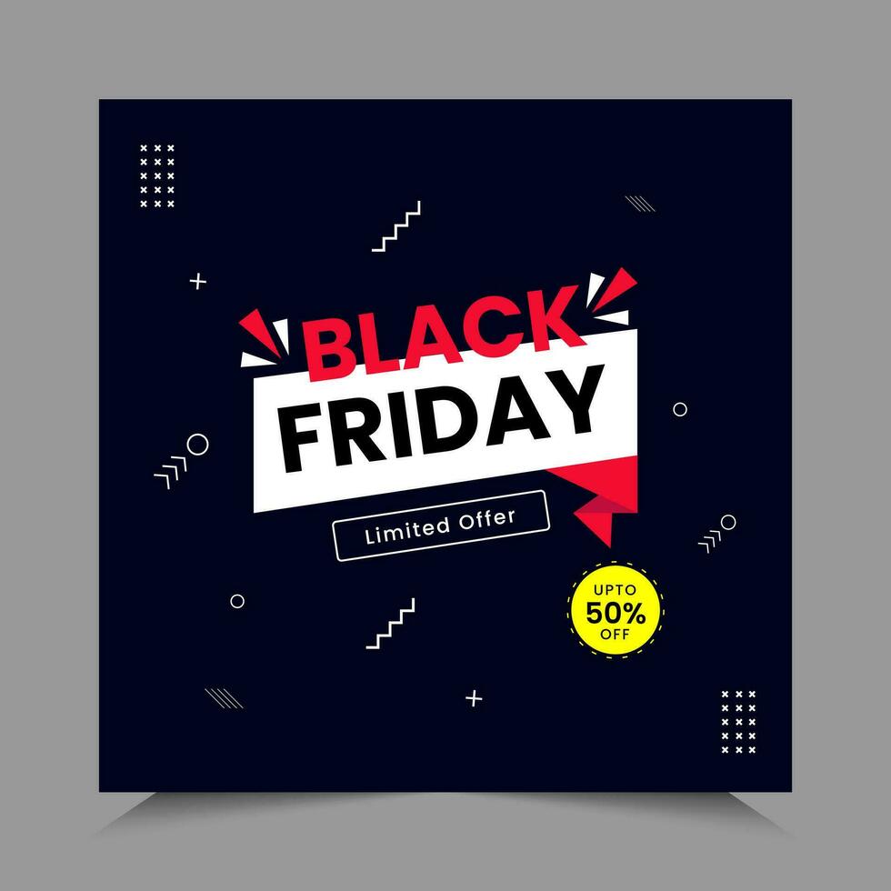 Black Friday Sale Social Media Post template banner for social media posts, mobile apps, banners design, web or internet ads. Black Friday theme. vector