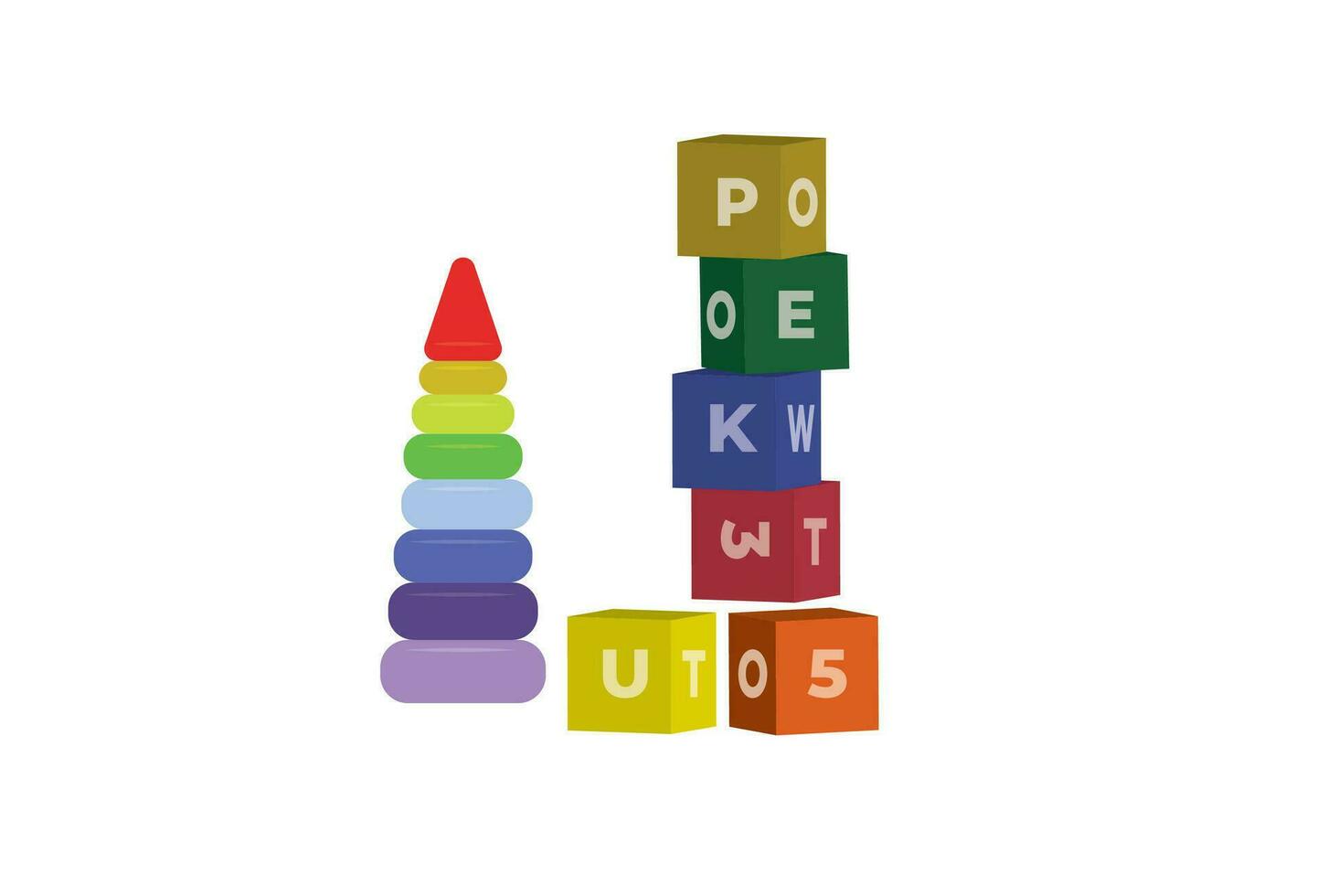 kids' toys of vector illustration  placed on a white background. The illustration is presented in a line style, with the toys depicted in a simplified and outlined manner