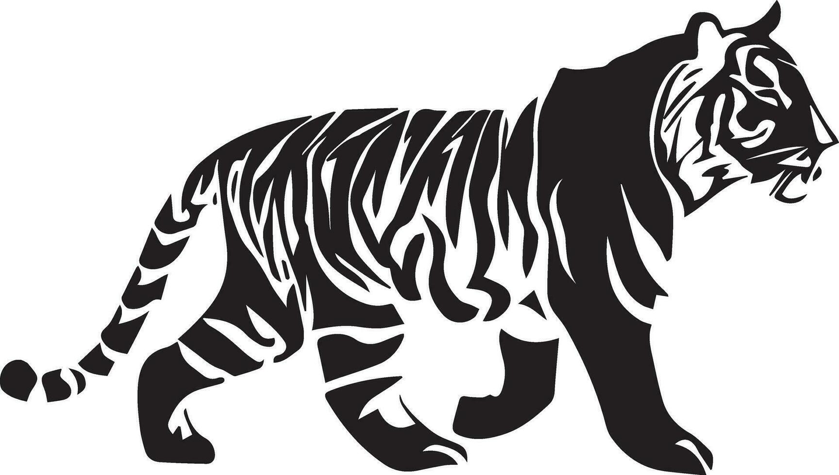 Tiger line art vector silhouette Stock Photo - Alamy